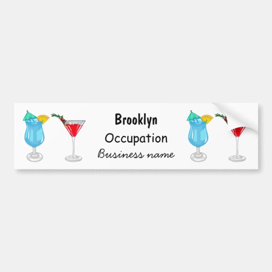 Cocktail cartoon-afbeelding bumpersticker (Voorkant)