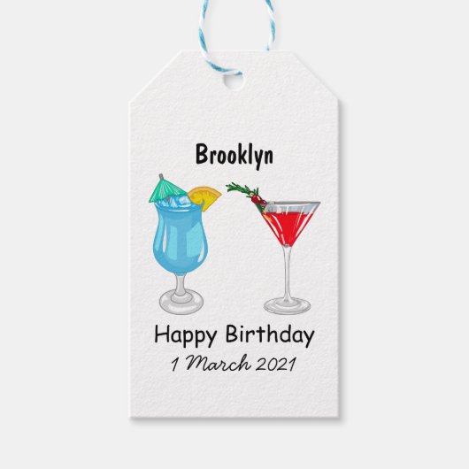 Cocktail cartoon-afbeelding cadeaulabel (Voorkant)