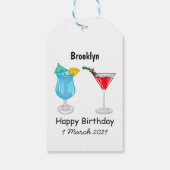 Cocktail cartoon-afbeelding cadeaulabel (Achterkant)