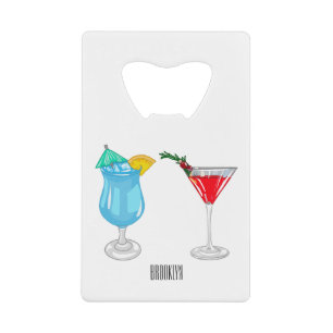 Cocktail cartoon-afbeelding creditkaart flessenopener