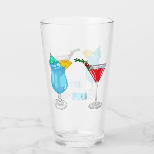 Cocktail cartoon-afbeelding glas (Achterkant)