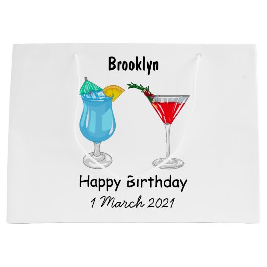 Cocktail cartoon-afbeelding groot cadeauzakje (Voorkant)