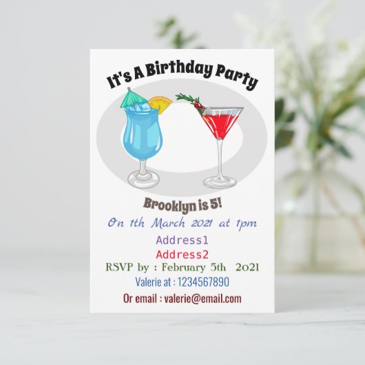 Cocktail cartoon-afbeelding kaart (Staand voorkant)