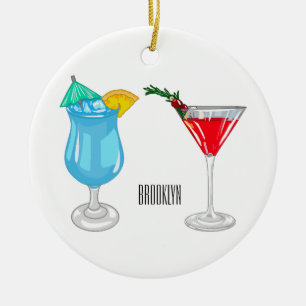 Cocktail cartoon-afbeelding keramisch ornament