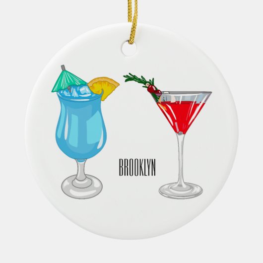 Cocktail cartoon-afbeelding keramisch ornament (Voorkant)