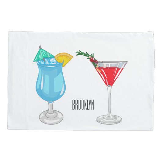 Cocktail cartoon-afbeelding kussensloop (Achterkant)