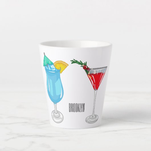 Cocktail cartoon-afbeelding latte mok (Voorkant)