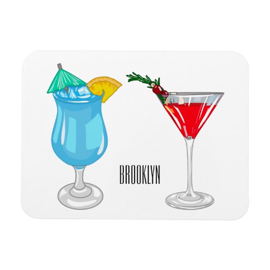 Cocktail cartoon-afbeelding magneet (Horizontaal)
