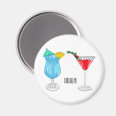 Cocktail cartoon-afbeelding magneet (Voorkant / Achterkant)