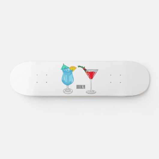 Cocktail cartoon-afbeelding persoonlijk skateboard (Horizontaal)