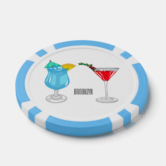Cocktail cartoon-afbeelding poker chips (Enkel)
