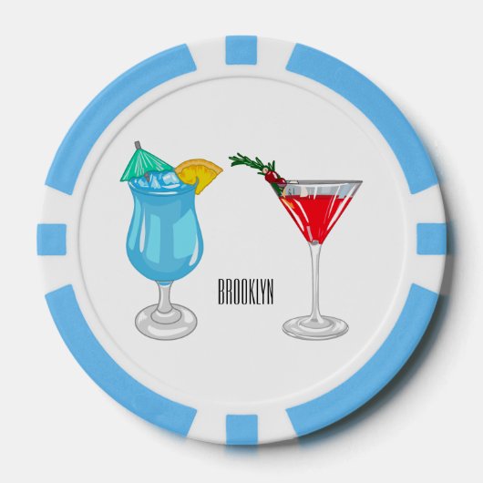 Cocktail cartoon-afbeelding poker chips (Voorkant)