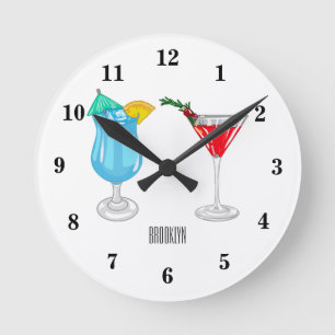 Cocktail cartoon-afbeelding ronde klok