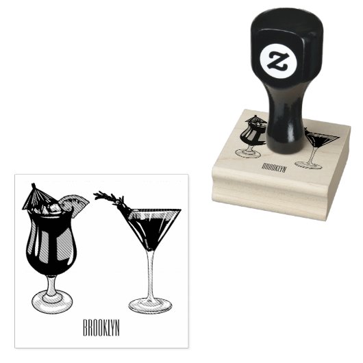 Cocktail cartoon-afbeelding rubberstempel (Gestempeld)