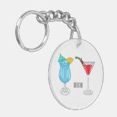 Cocktail cartoon-afbeelding sleutelhanger (Voorkant Links)