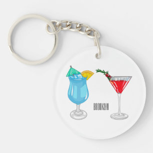 Cocktail cartoon-afbeelding sleutelhanger