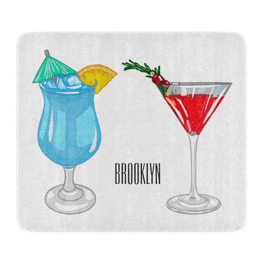 Cocktail cartoon-afbeelding snijplank (Voorkant)