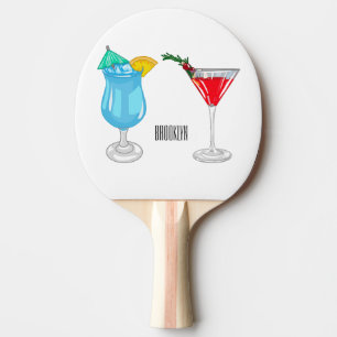 Cocktail cartoon-afbeelding tafeltennisbatje