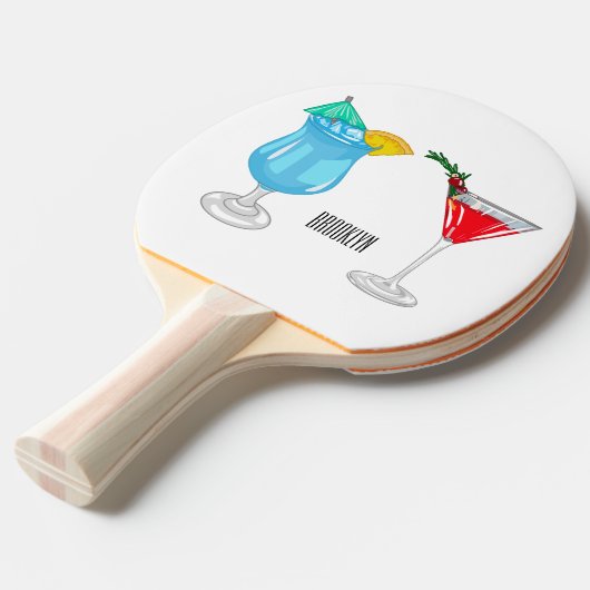 Cocktail cartoon-afbeelding tafeltennisbatje (Voorkant Gekanteld)
