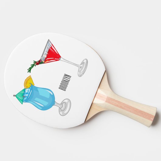 Cocktail cartoon-afbeelding tafeltennisbatje (Zijkant)