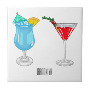 Cocktail cartoon-afbeelding tegeltje