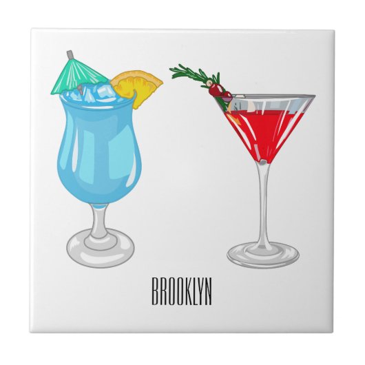 Cocktail cartoon-afbeelding tegeltje (Voorkant)