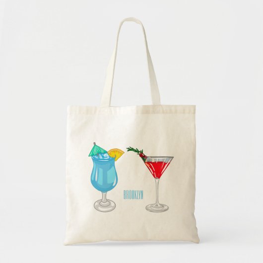 Cocktail cartoon-afbeelding tote bag (Voorkant)