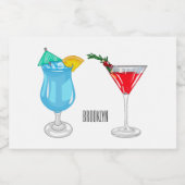 Cocktail cartoon-afbeelding voedselcontainer etiket (Enkel label)