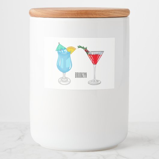 Cocktail cartoon-afbeelding voedselcontainer etiket (Voorkant)