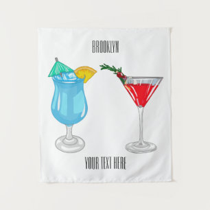 Cocktail cartoon-afbeelding wandkleed