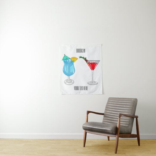 Cocktail cartoon-afbeelding wandkleed (In situ)