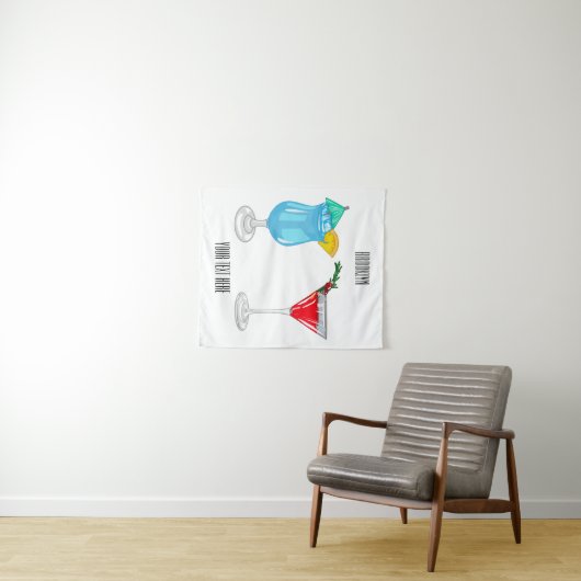 Cocktail cartoon-afbeelding wandkleed (In Situ (horizontaal))