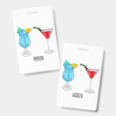 Cocktail cartoon illustratie  badge (Voor- en achterkant)