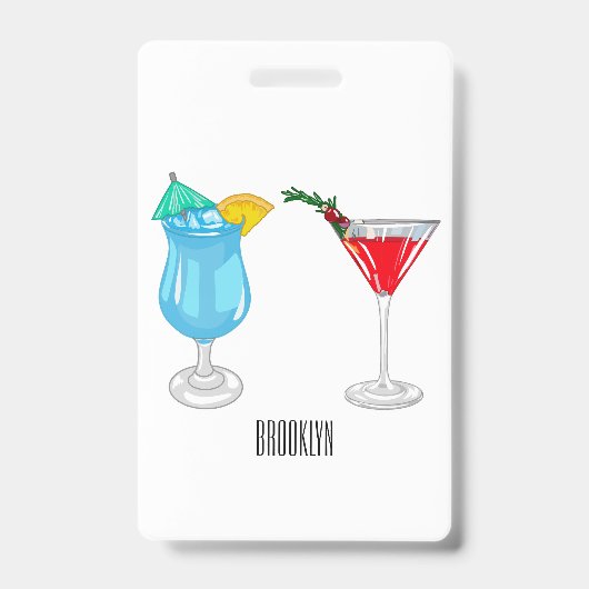Cocktail cartoon illustratie  badge (Voorzijde)