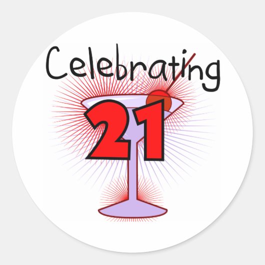 Cocktail Celebrating 21 T-shirts en cadeautjes Ronde Sticker (Voorkant)