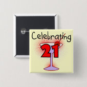 Cocktail Celebrating 21 T-shirts en cadeautjes Vierkante Button 5,1 Cm (Voorkant /achterkant)