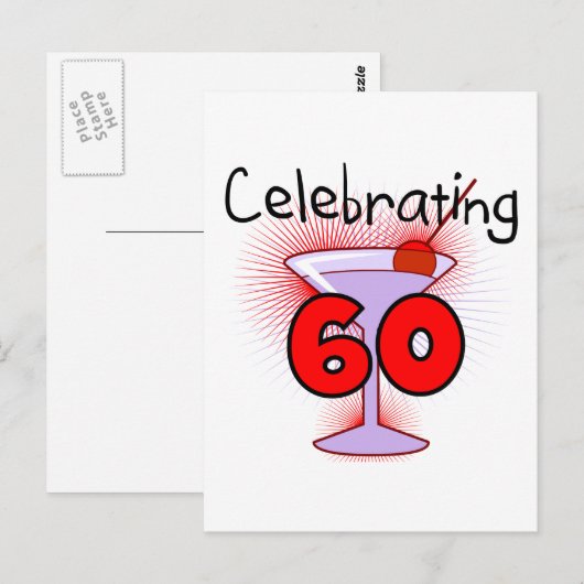 Cocktail Celebrating 60 Tshirts en cadeaus Briefkaart (Voorkant / Achterkant)