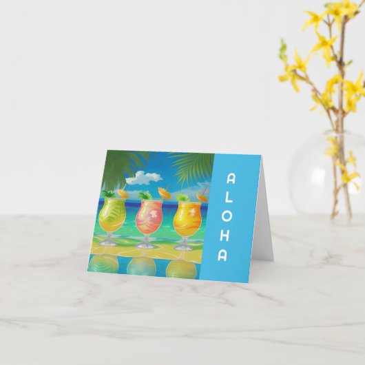 Cocktail Cheer Blue Kaart (Gele Bloem)