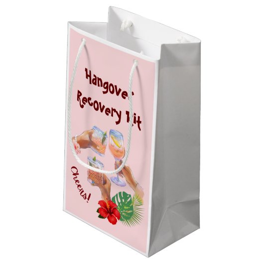 Cocktail Cheer Hibiscus Bloem Palm Bladeren Klein Cadeauzakje (Achterkant Gekanteld)