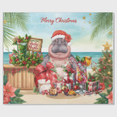 Cocktail Christmas Party for Hippo lovers  Cadeaupapier (Vlak)
