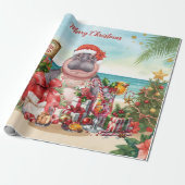 Cocktail Christmas Party for Hippo lovers  Cadeaupapier (Uitgerold)