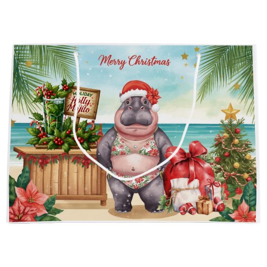 Cocktail Christmas Party for Hippo lovers  Groot Cadeauzakje (Voorkant)