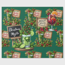 Cocktail Christmas Party with Drinks on Green Cadeaupapier