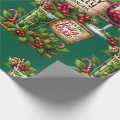 Cocktail Christmas Party with Drinks on Green Cadeaupapier (Hoek)