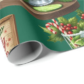 Cocktail Christmas Party with Drinks on Green Cadeaupapier (Rol Hoek)