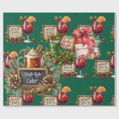 Cocktail Christmas Party with Drinks on Green Cadeaupapier (Vlak)