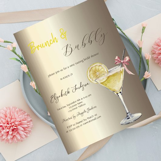 Cocktail Citroen Champagne Bruiloft Kaart