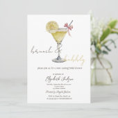 Cocktail Citroen Glitter Drips Brunch Bubbel Kaart (Staand voorkant)