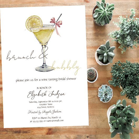 Cocktail Citroen Glitter Drips Brunch Bubbel Kaart