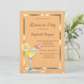 Cocktail Citroen Lijst Confetti Sinaasappel Pensio Kaart (Staand voorkant)